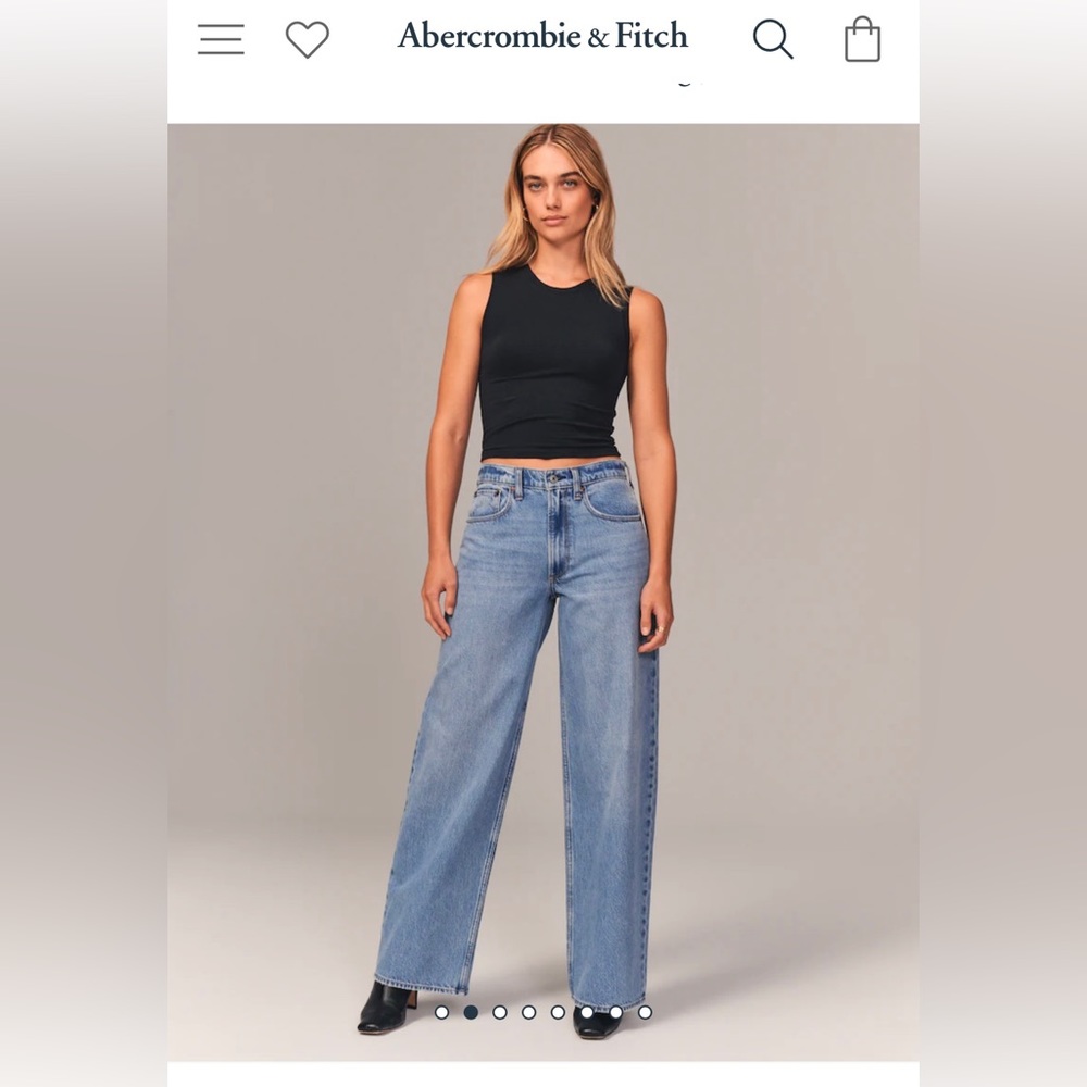 Abercrombie Curve Mid Rise Wide Leg Jeans